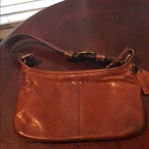 Leather coach shoulder bag